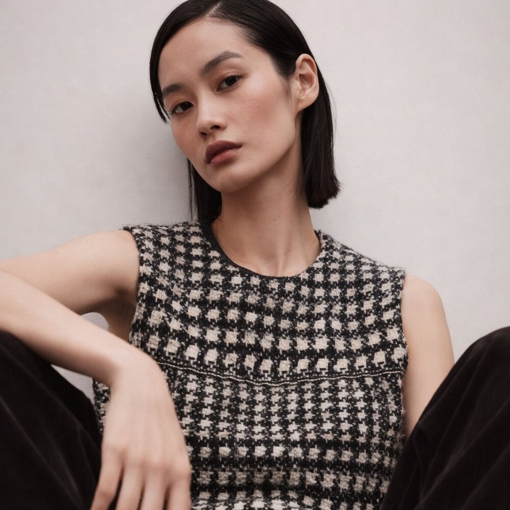 Marc Cain Tweed Silk-Blend Top / Vest – Size S